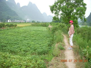148 6xr. China eclipse - Yangshuo bicycle ride - walk to farm village - Ling