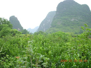 154 6xr. China eclipse - Yangshuo bicycle ride - walk to farm village