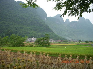 169 6xr. China eclipse - Yangshuo bicycle ride - walk to farm village