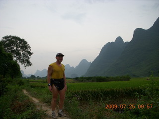 China eclipse - Yangshuo bicycle ride - walk to farm village - water buffalo