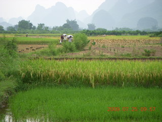 172 6xr. China eclipse - Yangshuo bicycle ride - walk to farm village