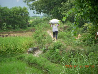 174 6xr. China eclipse - Yangshuo bicycle ride - walk to farm village