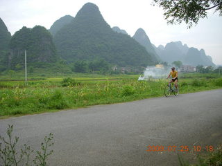 China eclipse - Yangshuo bicycle ride - walk to farm village