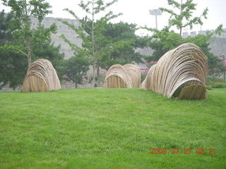 China eclipse - Beijing morning run - weird sculptureq