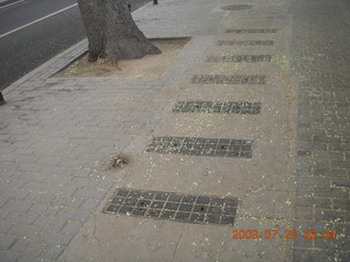 China eclipse - Beijing morning run - porta-potty holes in sidewalk