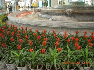 China eclipse - Beijing airport fountain