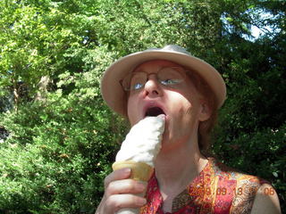 438 6zd. Philadelphia Zoo - Betsy eating ice cream cone