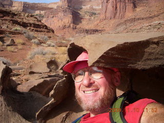 1115 71a. Lathrop trail hike - Adam in rock