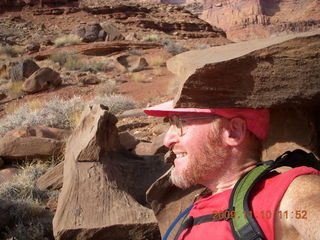 1117 71a. Lathrop trail hike - Adam in rock