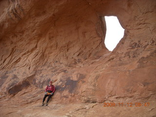 1135 71c. Arches National Park - Devils Garden hike - Adam at Partition Arch