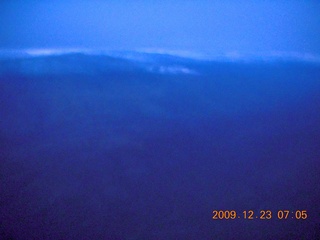 aerial - pre-dawn clouds and mountains