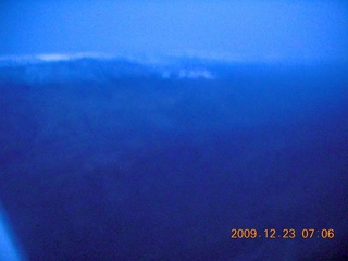 aerial - pre-dawn clouds and mountains