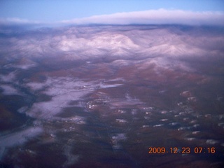 aerial - pre-dawn clouds and mountains