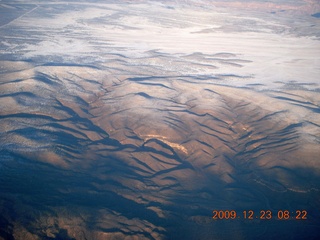 aerial - pre-dawn clouds and mountains