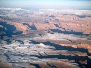 aerial - pre-dawn clouds and mountains