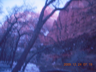 Zion National Park - frost on rental car