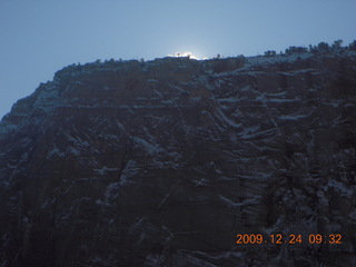 Zion National Park - Angels Landing hike - sun about to appear