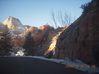 Zion National Park - down from Angels Landing - icy sign