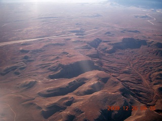 5 72s. aerial - Virgin River and I-15 canyon in Arizona