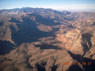 aerial - Virgin River and I-15 canyon in Arizona