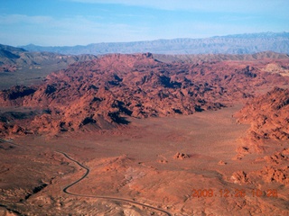 aerial - Virgin River and I-15 canyon in Arizona