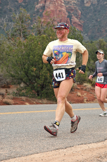 Sedona half-marathon - another runner and Adam