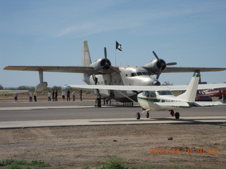 Gila Bend (E63) fly in - big, old airplane with pirate flag