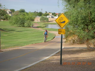 Adam riding bicycle on Green Belt in Scottsdale