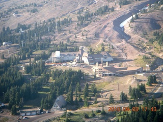 aerial - Oregon - Mount Hood - Overlook Hotel from The Shining