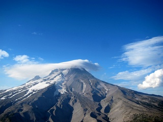 aerial - Oregon - Mount Hood - Overlook Hotel from The Shining