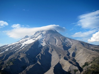 aerial - Oregon - Mount Hood - Overlook Hotel from The Shining