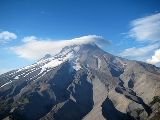 aerial - Oregon - Mount Hood - Overlook Hotel from The Shining