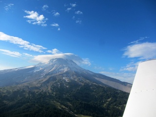 aerial - Oregon - Mount Hood - Overlook Hotel from The Shining