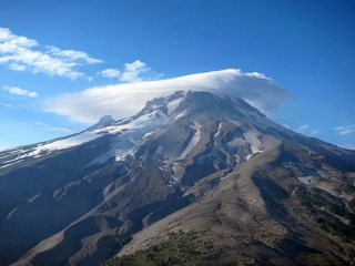 aerial - Oregon - Mount Hood - Overlook Hotel from The Shining