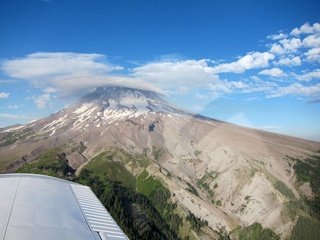 aerial - Oregon - Mount Hood - Overlook Hotel from The Shining