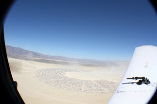 7S5 to DVT trip - aerial - Nevada - Black Rock City - Burning Man - fisheye