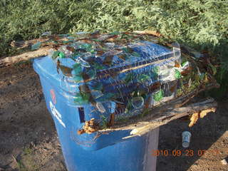 strange recycle glass on running path near Loop 202