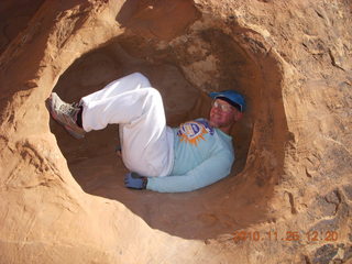 1351 7dr. Moab trip - Arches Devil's Garden hike - Adam in  hole in rock