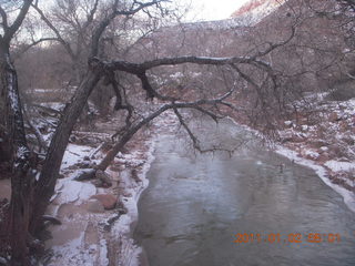 aerial - Virgin River and I-15 canyon in Arizona