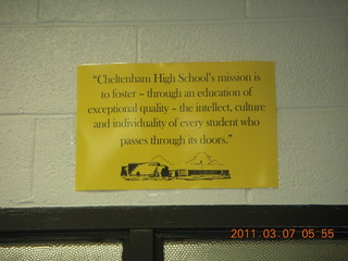 Cheltenham High School mission sign