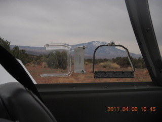 76 7j6. Nokai Dome airstrip - Navajo Mountain through N8377W window