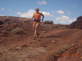 15 7j7. Canyonlands Lathrop hike/run - Adam running (tripod)