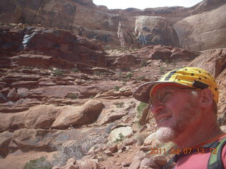 1418 7j7. Canyonlands Lathrop hike/run - Adam resting on tough-climb stretch