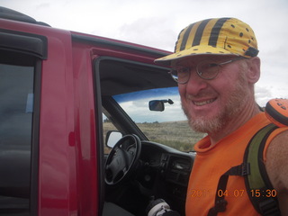 1436 7j7. Adam after long hike/run at Canyonlands Lathrop