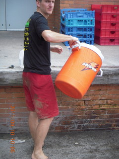 cross-country team and alumni - after-race pizza