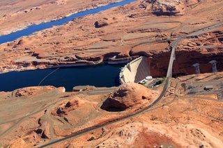 aerial - Grand Canyon - east end, Glen Canyon dam near Page