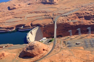 aerial - Grand Canyon - east end, Glen Canyon dam near Page