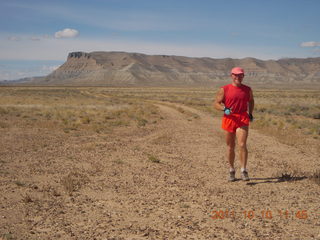 76 7qa. Sand Wash airstrip - Adam running (tripod)