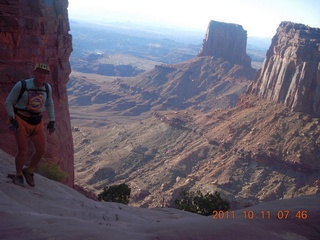 1681 7qb. Canyonlands National Park - Lathrop trail hike - Adam hiking (tripod)