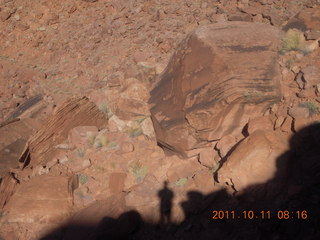 1687 7qb. Canyonlands National Park - Lathrop trail hike - Adam's shadow